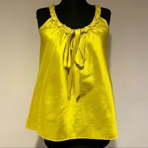 J Crew yellow/neon Silk piper sleeveless Tank with bow Size 2
